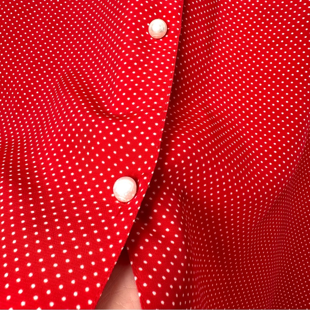 Vintage Retro Lolita Polka Dot Blouse Feminine Coquette Girl Embroidered Collar - Picture 7 of 11